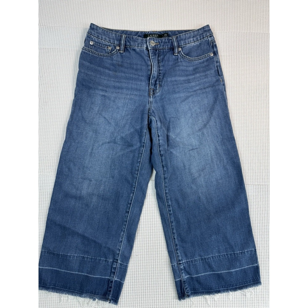 (667) Lauren Ralph Lauren Capri Jeans Womens 6 Blue Mid Rise Cropped Denim
